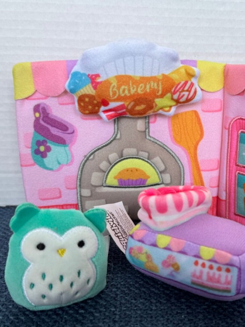 Squishville BAKERY 3-pc Plush Playset Mini 2" Winston Owl Squishmallows